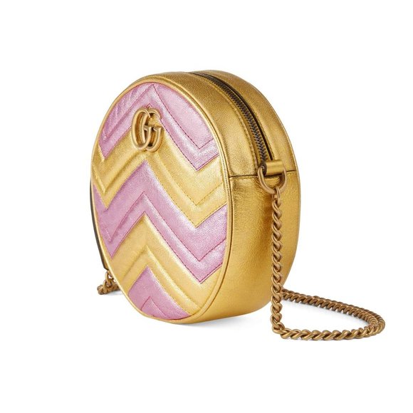 Gucci GG Mini Marmont Round Shoulder Bag in Yellow and Pink NEW WITH DUSTBAG - Picture 2 of 9